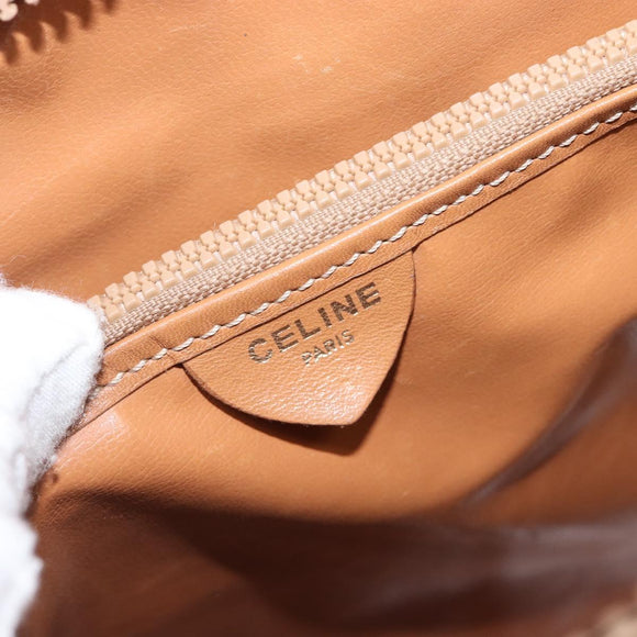 CELINE Macadam Canvas Shoulder Bag PVC Beige Gold Auth 197804