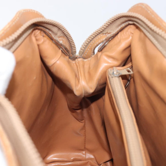 CELINE Macadam Canvas Shoulder Bag PVC Beige Gold Auth 197804