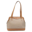 CELINE Macadam Canvas Shoulder Bag PVC Beige Gold Auth 197804-13