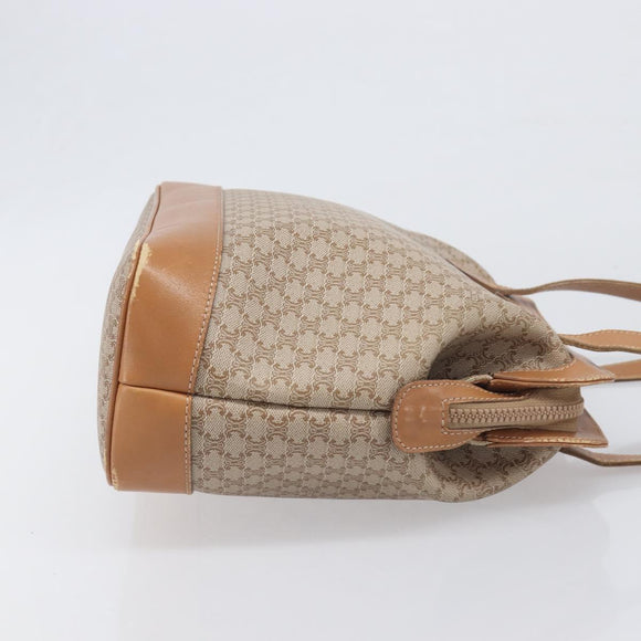 CELINE Macadam Canvas Shoulder Bag PVC Beige Gold Auth 197804