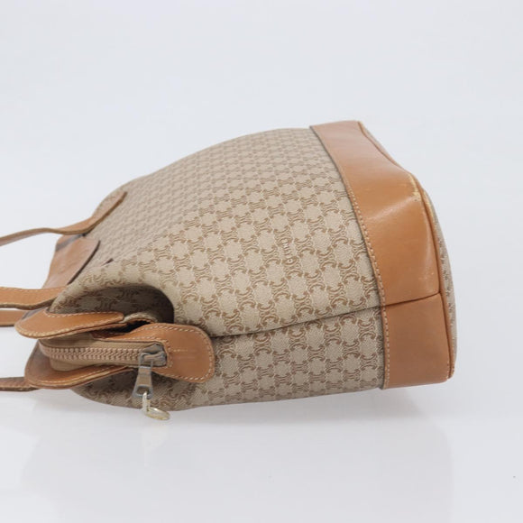 CELINE Macadam Canvas Shoulder Bag PVC Beige Gold Auth 197804