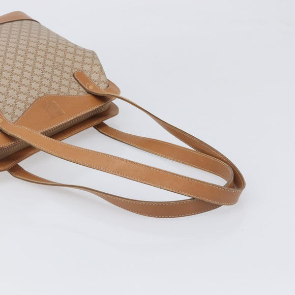 CELINE Macadam Canvas Shoulder Bag PVC Beige Gold Auth 197804