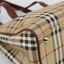 BURBERRY Nova Check Shoulder Bag PVC Beige Gold Auth 197805A-11