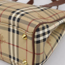 BURBERRY Nova Check Shoulder Bag PVC Beige Gold Auth 197805A-12