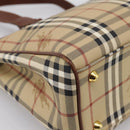 BURBERRY Nova Check Shoulder Bag PVC Beige Gold Auth 197805A-13