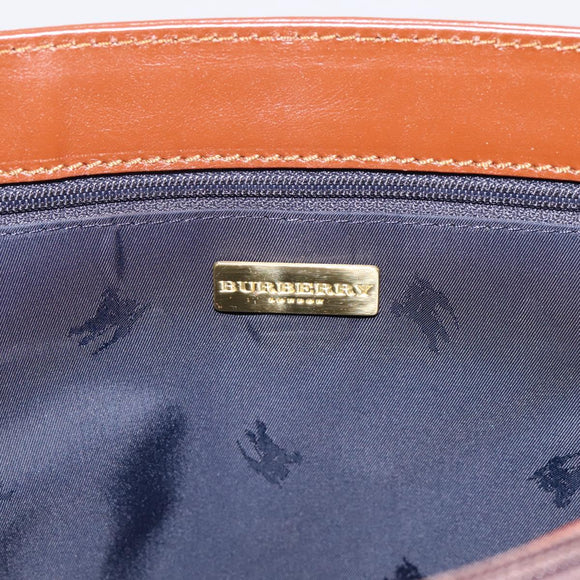 BURBERRY Nova Check Shoulder Bag PVC Beige Gold Auth 197805A