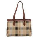 BURBERRY Nova Check Shoulder Bag PVC Beige Gold Auth 197805A-2