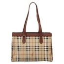 BURBERRY Nova Check Shoulder Bag PVC Beige Gold Auth 197805A-3