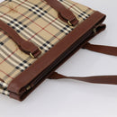 BURBERRY Nova Check Shoulder Bag PVC Beige Gold Auth 197805A-6