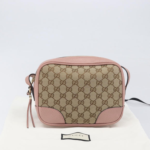 GUCCI GG Canvas Shoulder Bag Beige Gold 449413 Auth 197806A