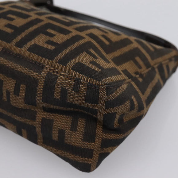 FENDI Zucca Canvas Hand Pouch Black Brown Auth 197807