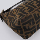FENDI Zucca Canvas Hand Pouch Black Brown Auth 197807-15
