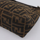 FENDI Zucca Canvas Hand Pouch Black Brown Auth 197807-16