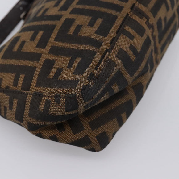 FENDI Zucca Canvas Hand Pouch Black Brown Auth 197807