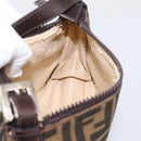 FENDI Zucca Canvas Hand Pouch Black Brown Auth 197807-18