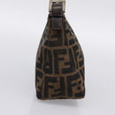 FENDI Zucca Canvas Hand Pouch Black Brown Auth 197807-3
