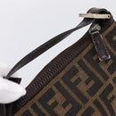 FENDI Zucca Canvas Hand Pouch Black Brown Auth 197807-6