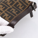 FENDI Zucca Canvas Hand Pouch Black Brown Auth 197807-7