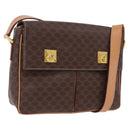 CELINE Macadam Canvas Shoulder Bag PVC Leather Brown Gold Auth 197808V-1
