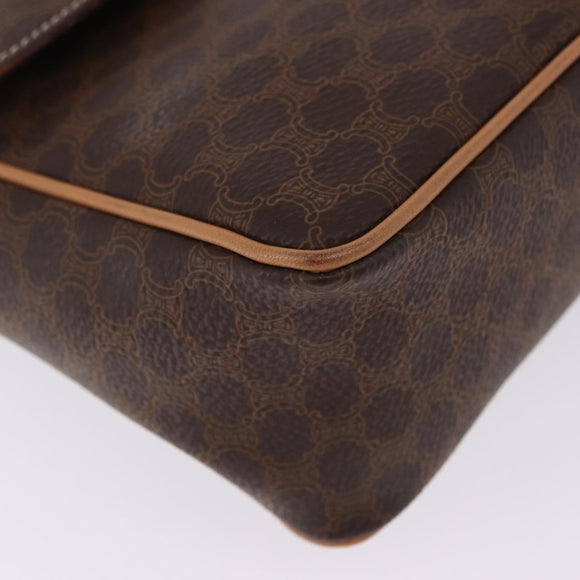 CELINE Macadam Canvas Shoulder Bag PVC Leather Brown Gold Auth 197808V