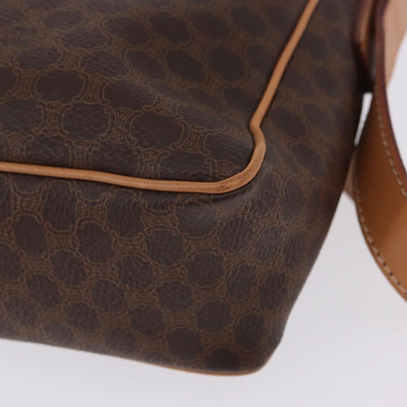 CELINE Macadam Canvas Shoulder Bag PVC Leather Brown Gold Auth 197808V