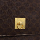 CELINE Macadam Canvas Shoulder Bag PVC Leather Brown Gold Auth 197808V-15