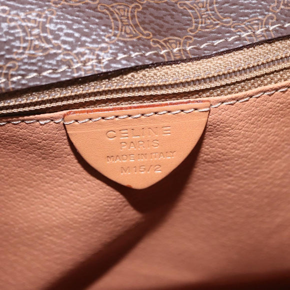 CELINE Macadam Canvas Shoulder Bag PVC Leather Brown Gold Auth 197808V