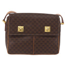 CELINE Macadam Canvas Shoulder Bag PVC Leather Brown Gold Auth 197808V-2
