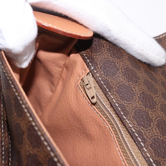 CELINE Macadam Canvas Shoulder Bag PVC Leather Brown Gold Auth 197808V