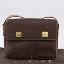 CELINE Macadam Canvas Shoulder Bag PVC Leather Brown Gold Auth 197808V-27