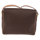 CELINE Macadam Canvas Shoulder Bag PVC Leather Brown Gold Auth 197808V-3