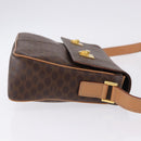 CELINE Macadam Canvas Shoulder Bag PVC Leather Brown Gold Auth 197808V-4