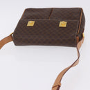 CELINE Macadam Canvas Shoulder Bag PVC Leather Brown Gold Auth 197808V-6