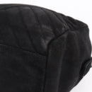 PRADA Hand Bag Suede Black Gold Auth 197809-14