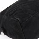 PRADA Hand Bag Suede Black Gold Auth 197809-15