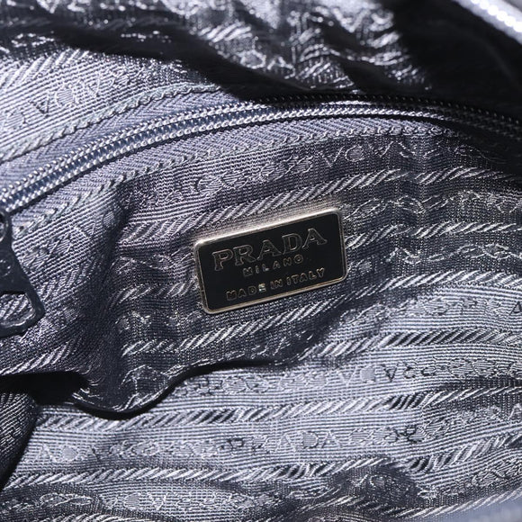 PRADA Hand Bag Suede Black Gold Auth 197809