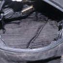 PRADA Hand Bag Suede Black Gold Auth 197809-11