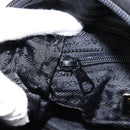 PRADA Hand Bag Suede Black Gold Auth 197809-20