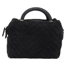 PRADA Hand Bag Suede Black Gold Auth 197809-13