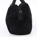 PRADA Hand Bag Suede Black Gold Auth 197809-3