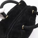 PRADA Hand Bag Suede Black Gold Auth 197809-6