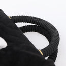 PRADA Hand Bag Suede Black Gold Auth 197809-8