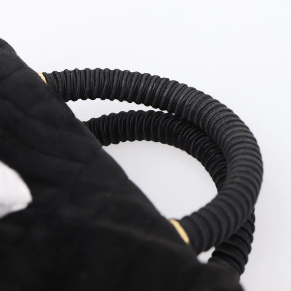 PRADA Hand Bag Suede Black Gold Auth 197809