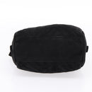 PRADA Hand Bag Suede Black Gold Auth 197809-5