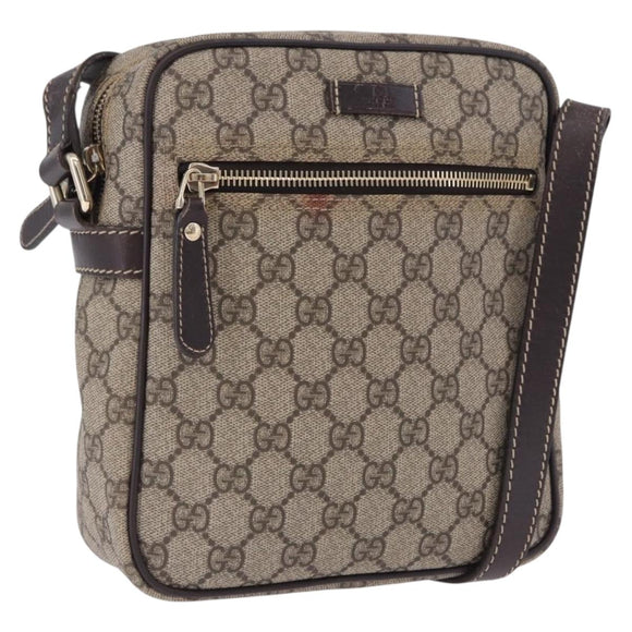 GUCCI GG Supreme Shoulder Bag PVC Beige Gold 233268 Auth 197812