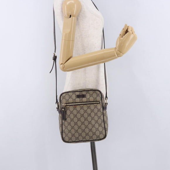 GUCCI GG Supreme Shoulder Bag PVC Beige Gold 233268 Auth 197812