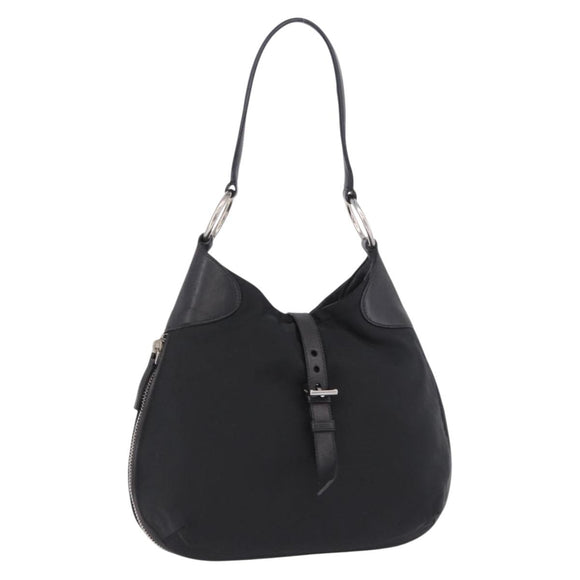 PRADA Shoulder Bag Nylon Black Silver Auth 197814A