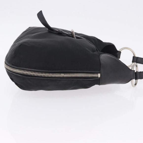 PRADA Shoulder Bag Nylon Black Silver Auth 197814A