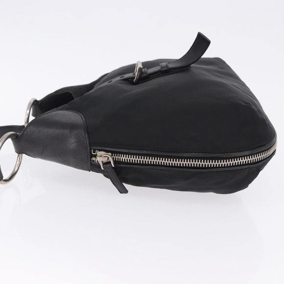 PRADA Shoulder Bag Nylon Black Silver Auth 197814A