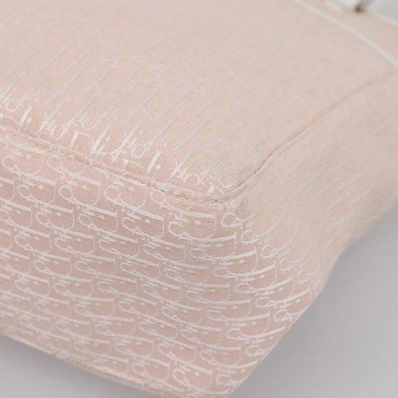 Christian Dior Trotter Canvas Shoulder Bag Pink Silver Auth 197815A